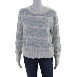 Interstyle Womens Cotton White Multi Print Crew Neck Pullover Sweater Top Size S